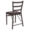 Flash Furniture HERCULES Series Brown Folding Ladder Back Metal Chair with Brown Vinyl Seat