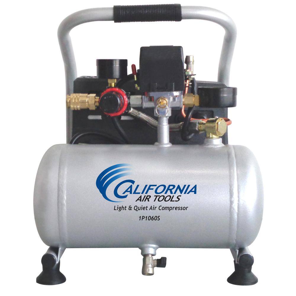 California Air Tools Light and Quiet 1 Gal. 0.6 Hp 115 PSI Steel Tank Electric Portable Air Compressor and 25 ft. Hybrid Air Hose kit CAT-1P1060SH