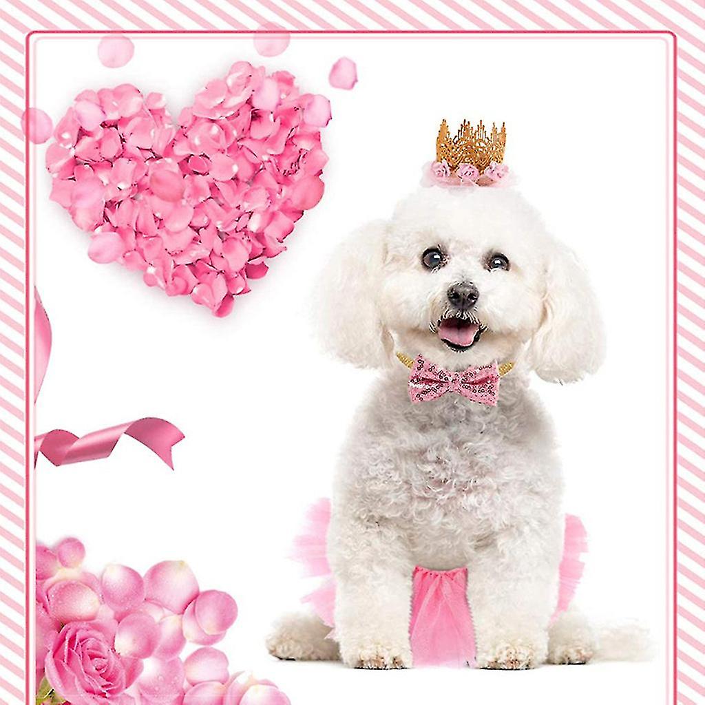 3pcs/set Pet Clothes Dog Wedding Dress Puppy Birthday Party Supplies Cute Tutu Skirt Bowtie Crown Hat