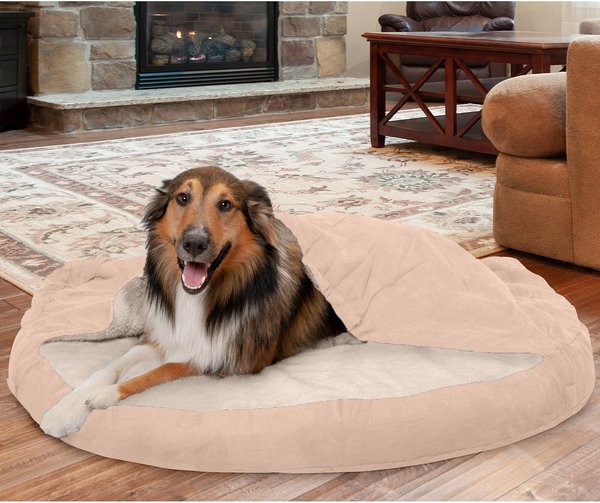 FurHaven Faux Sheepskin Snuggery Gel Top Cat and Dog Bed with Removable Cover