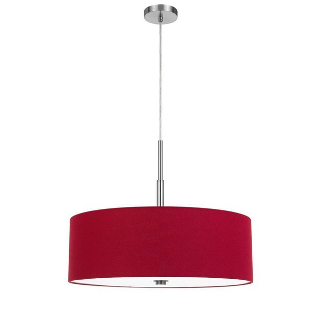 Lonoke Pendant Fixture With Hardback Linen Drum With Shade Red Cal Lighting