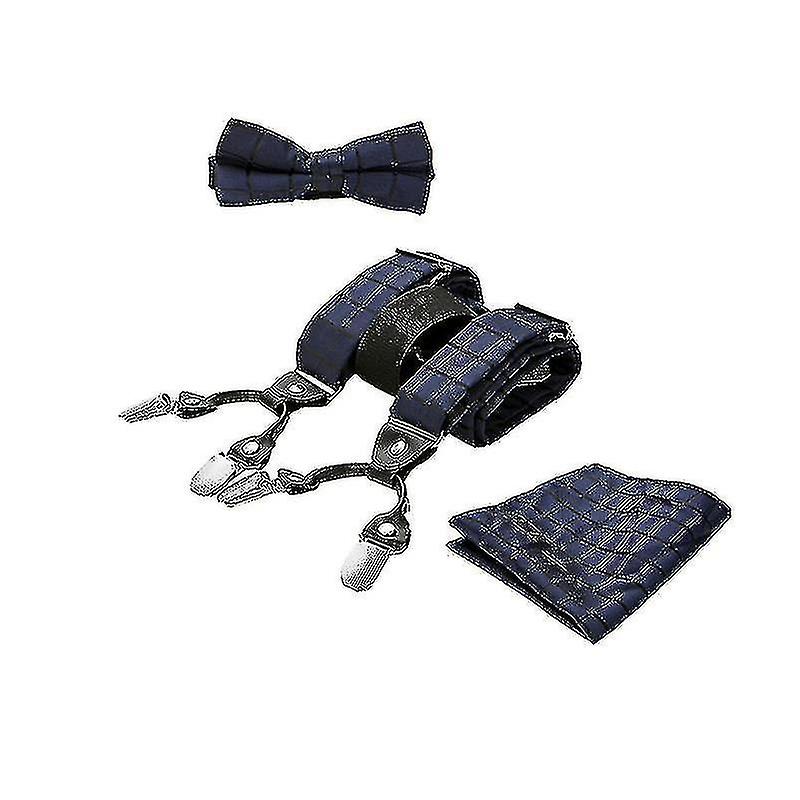 Paisley Suspender， Bow Tie， Pocket Square Set For Men's Tuxedo Suspenders : Adjustable Braces， Stron