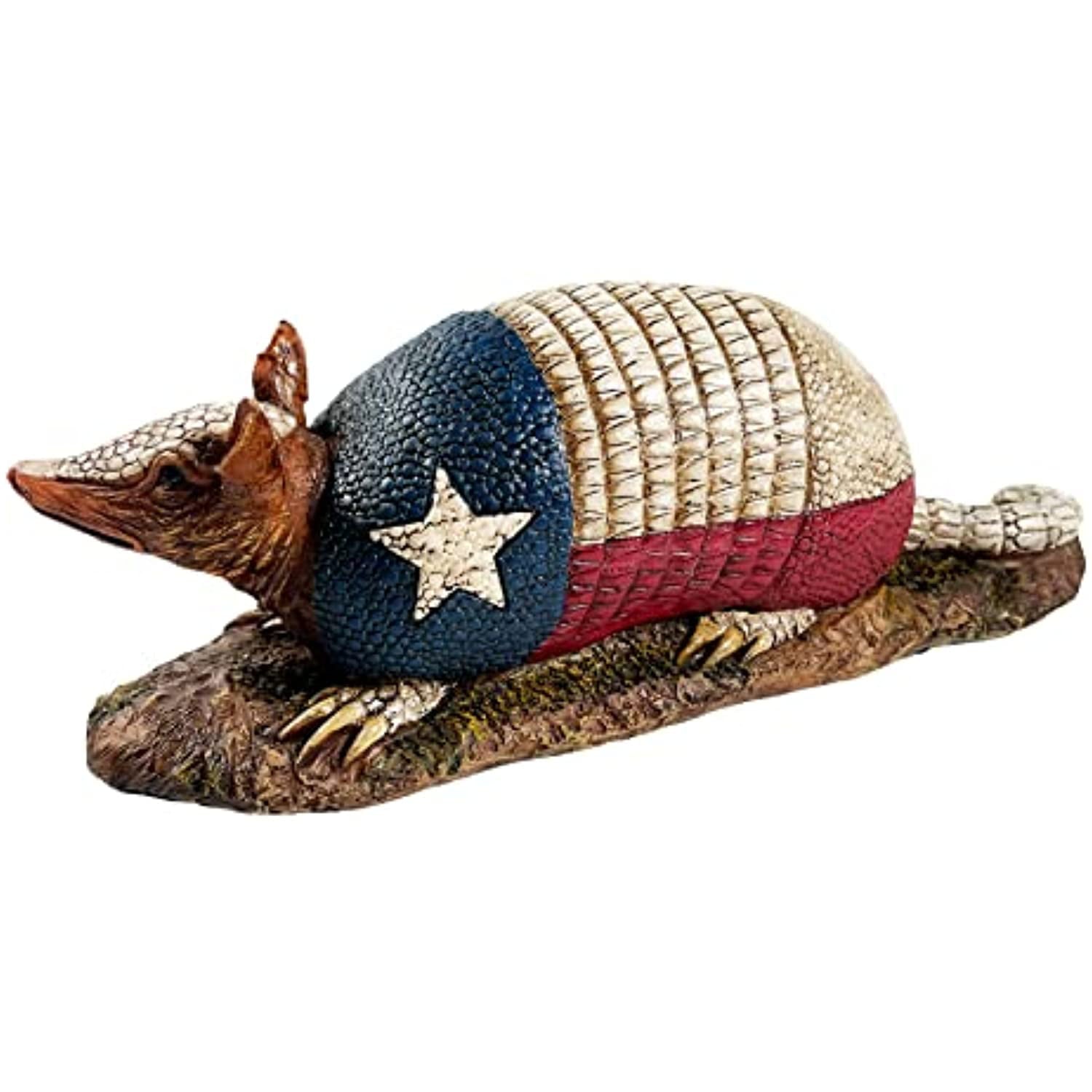 Urbalabs Western Armadillo Texas Flag Office Desk Art Armadillo Gifts Figure Western Garden Statues Decor Outdoor Statue Yard Art Sculptures Rustic Yard Decorations (Texas Dillo)