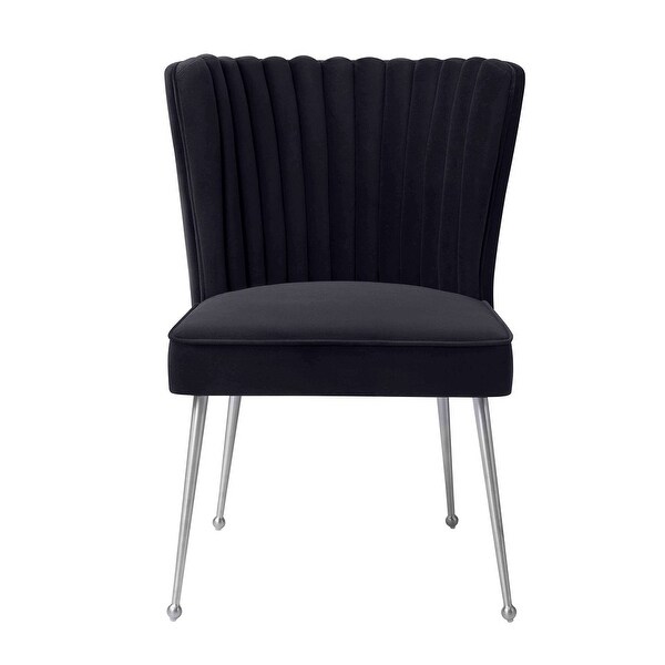 Sansa Velvet Upholstered Dining Accent Chair with Brushed Angled Legs