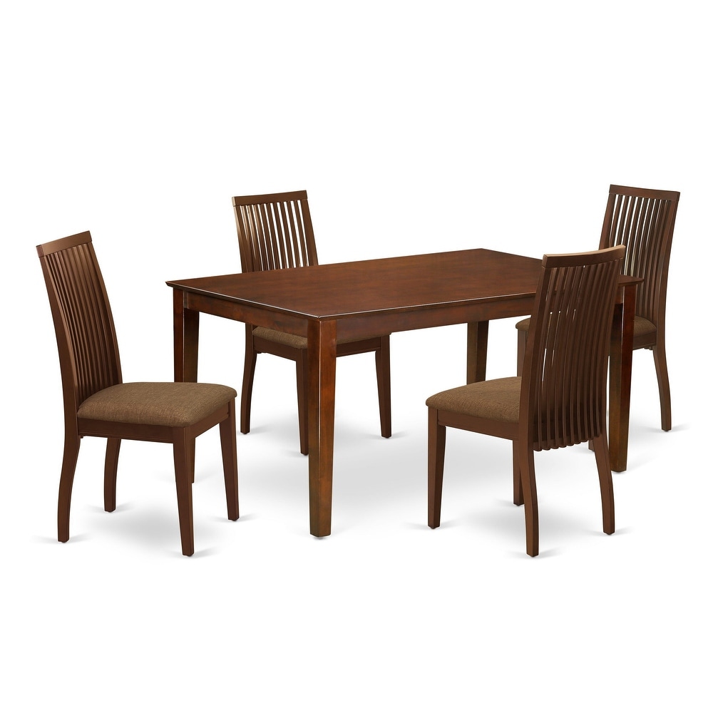 East West Furniture 5 Piece Kitchen Table Set  a Dining Table and 4 Linen Fabric Dining Chairs  (Finish Options)