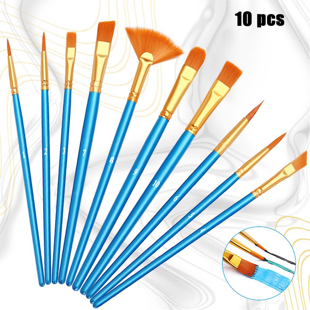 Gouache Watercolor Brush Set Nylon Wool Acrylic Oil Watercolor Brushes Blue Wooden Handle Mixed(a)