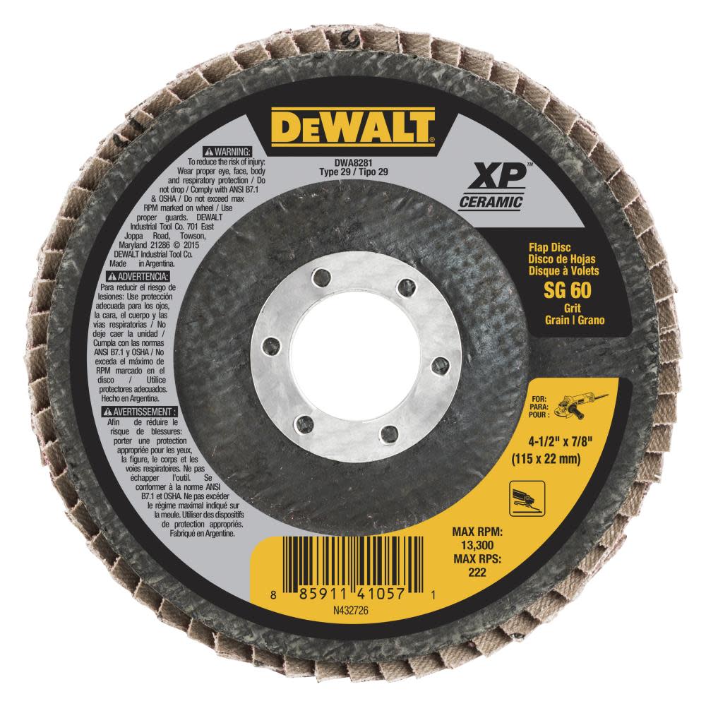 DEWALT Ceramic Flap Discs 4 1/2