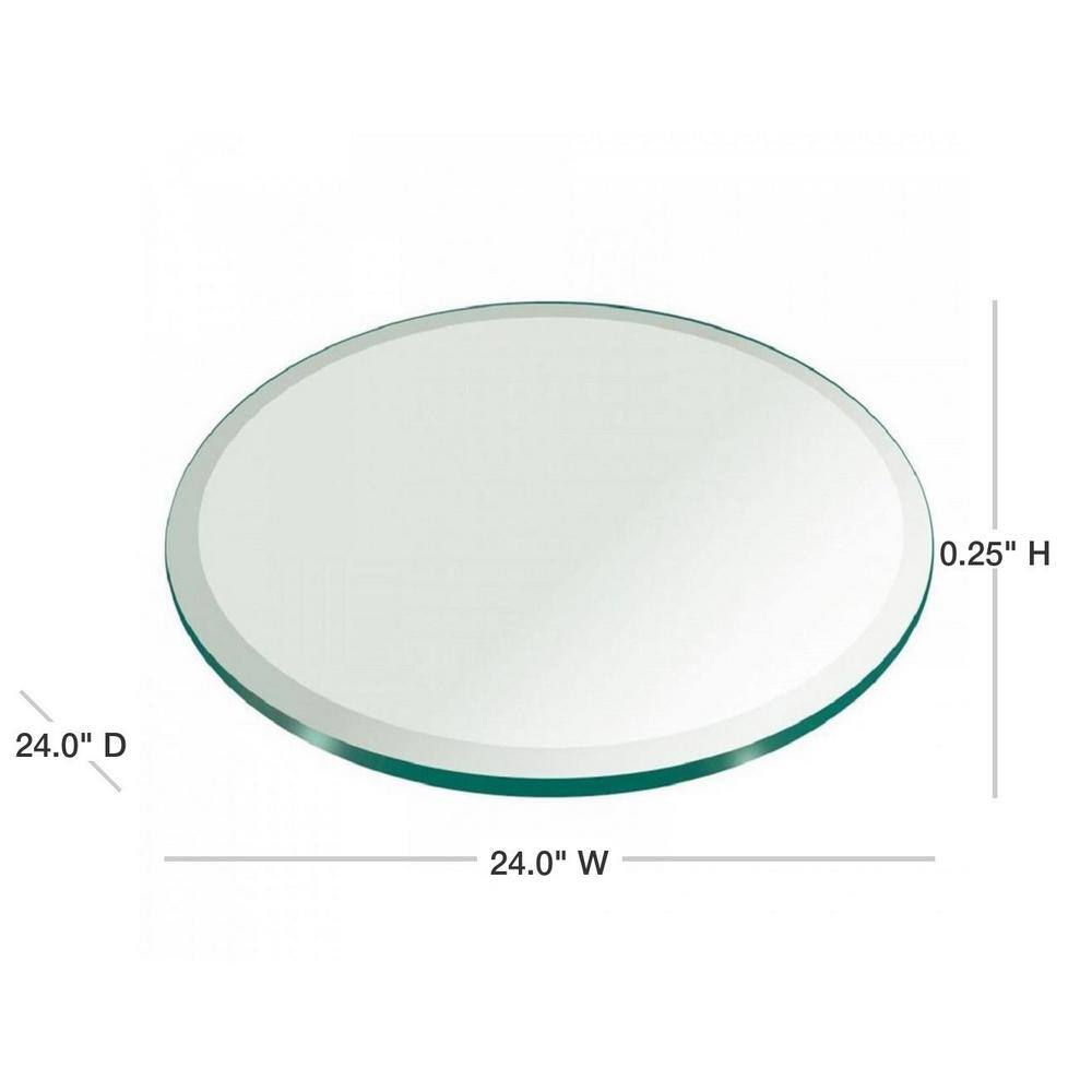 Fab Glass and Mirror 24 in. Clear Round Glass Table Top 14 in. Thickness Tempered Beveled Edge Polished 24RT6THBETE