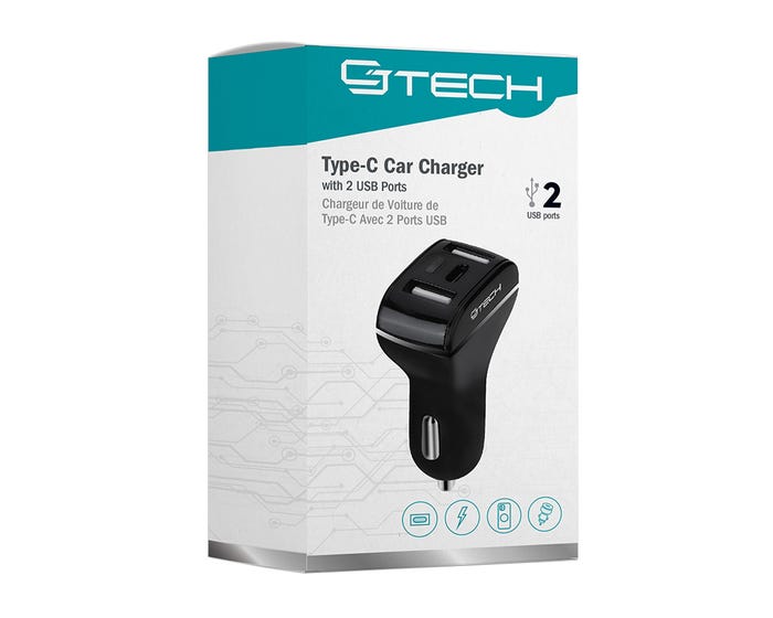 CJ TECH Type C Car Charger with Dual USB ports - 53547