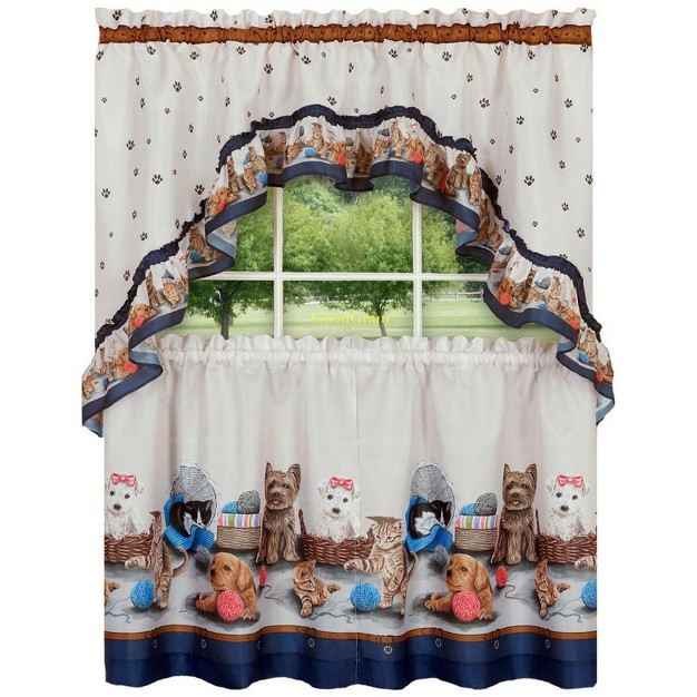 Goodgram Adorable Puppies amp Kittens Kitchen Curtain Tier amp Swag Set