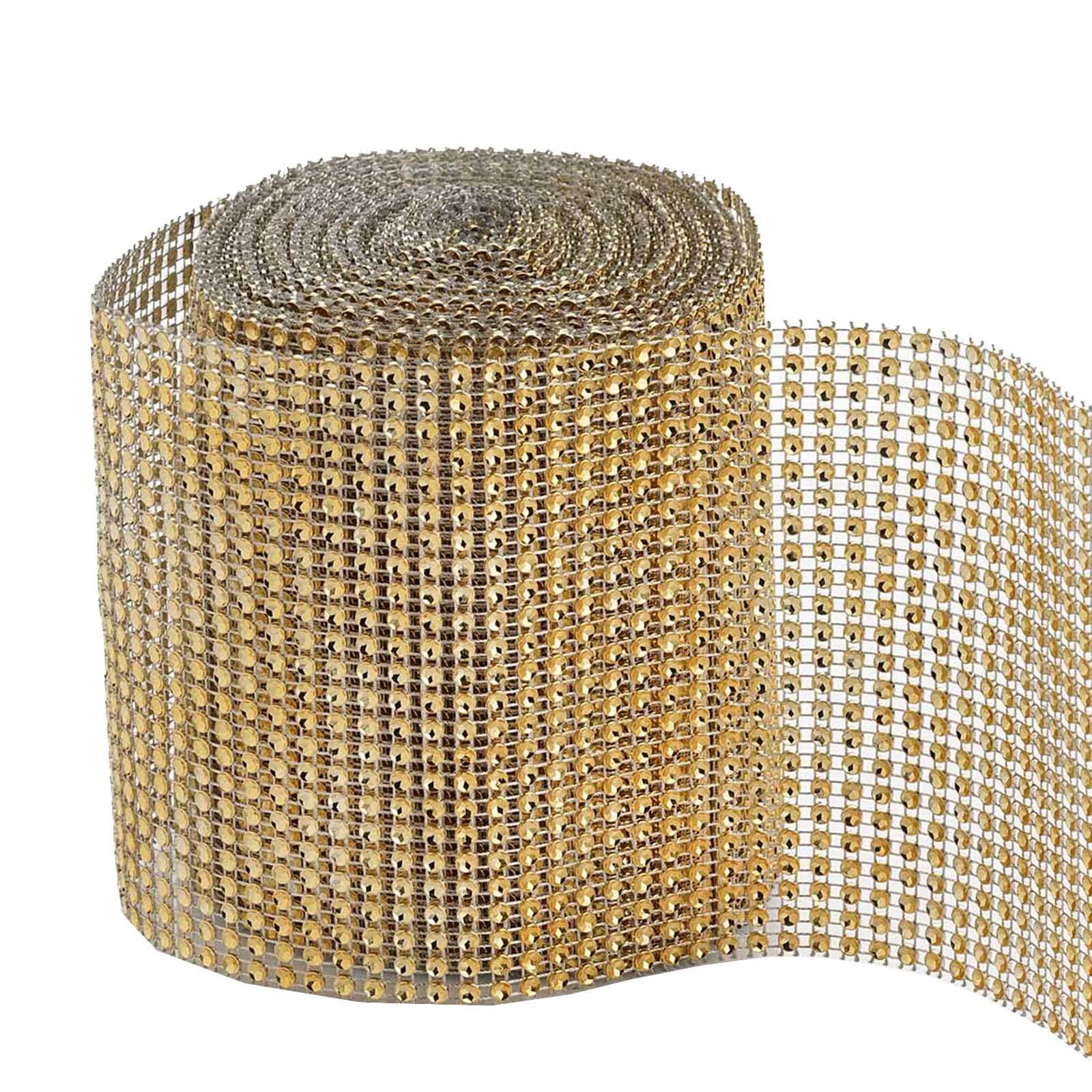 Shiny Gold Diamond Rhinestone Ribbon Wrap Roll, DIY Craft Decor 5