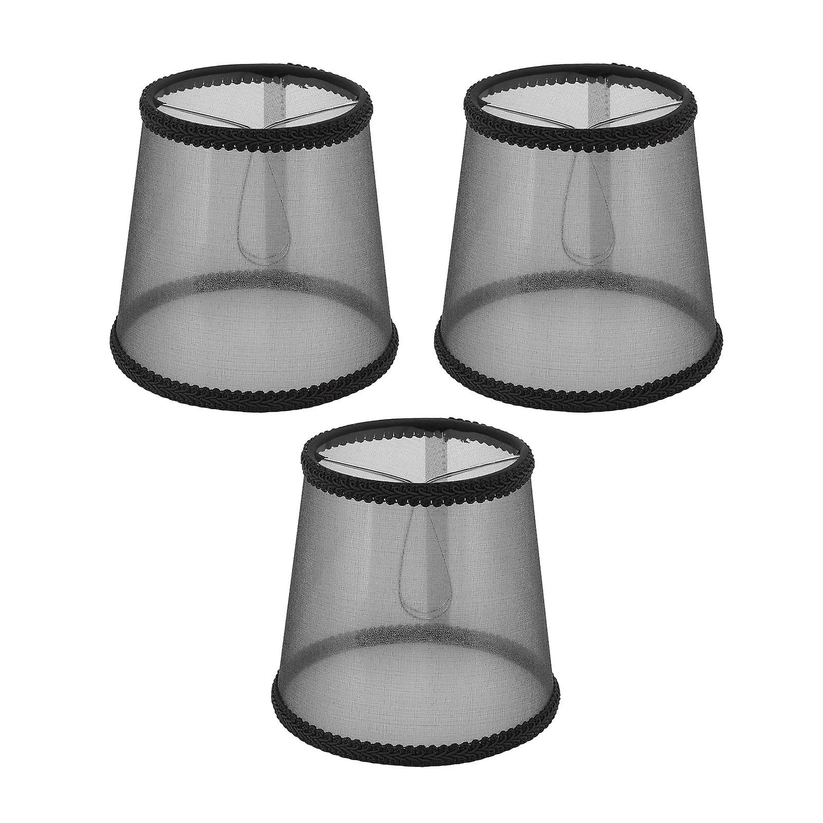 3pcs Lamp Shade Modern Style Black Transparent Fabric Lampshade E14 Lamp Shade Bedroom Bedside Decoration