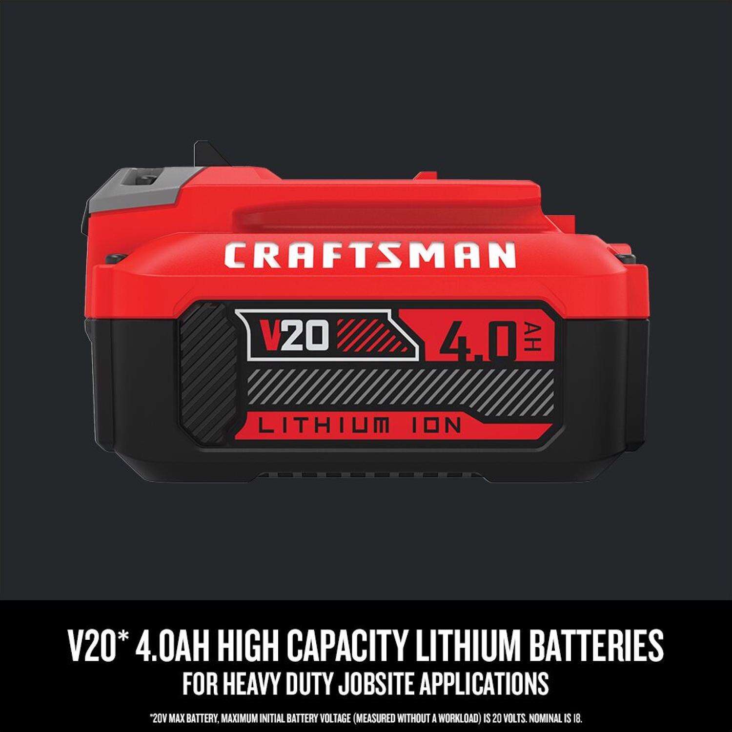 Craftsman V20 CMCB204-2CK 4 Ah Lithium-Ion Two Battery and Charger Starter Kit 2 pc