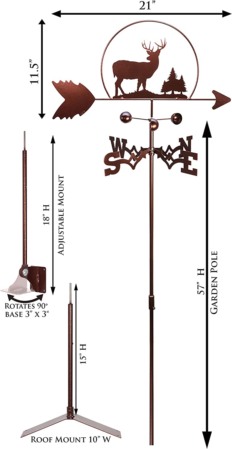 SWEN Products Inc Rustic Handmade Deer Buck Weathervane