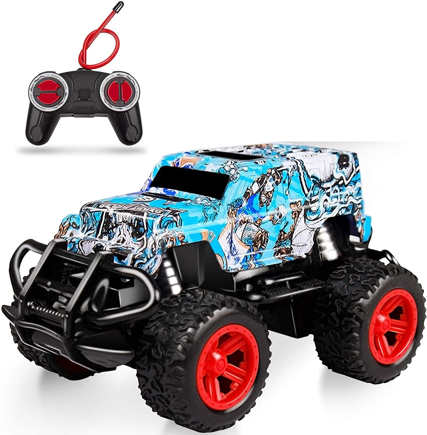 Amuver Kids Toys for 3 4 5 6 Year Old Boys Birthday Gift， Remote Control Car for Boys 3-5 RC Cars Monster Truck for Boys Outdoor Toys， Easter Kids Gifts for 4-8 Year Old Boys Toddler Toys Age 2-6