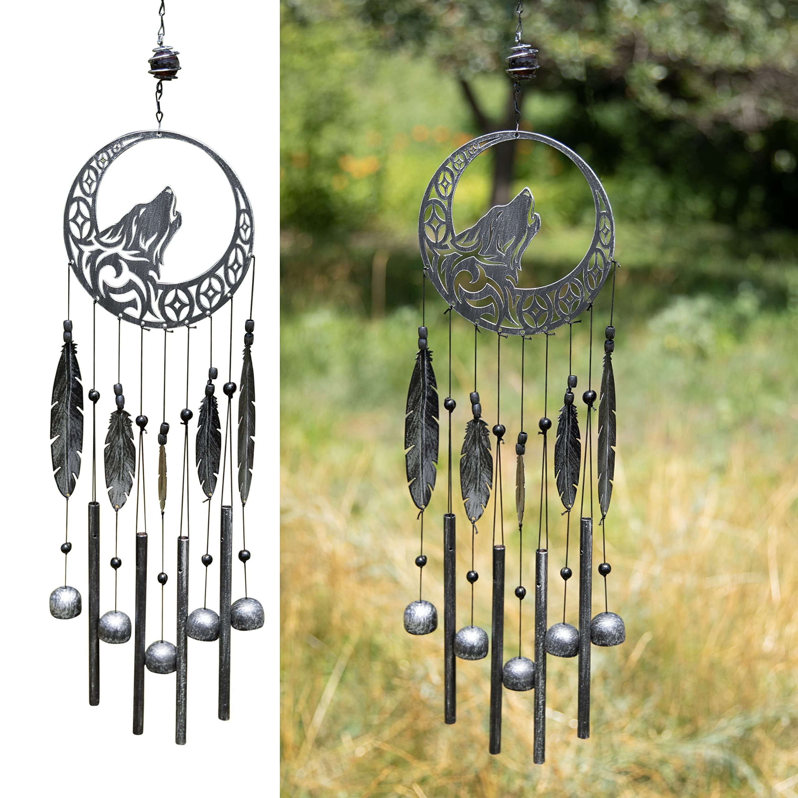 Dawhud Direct | Vp Home Tribal Wolf Dreamcatcher Outdoor Garden Decor Wind Chime