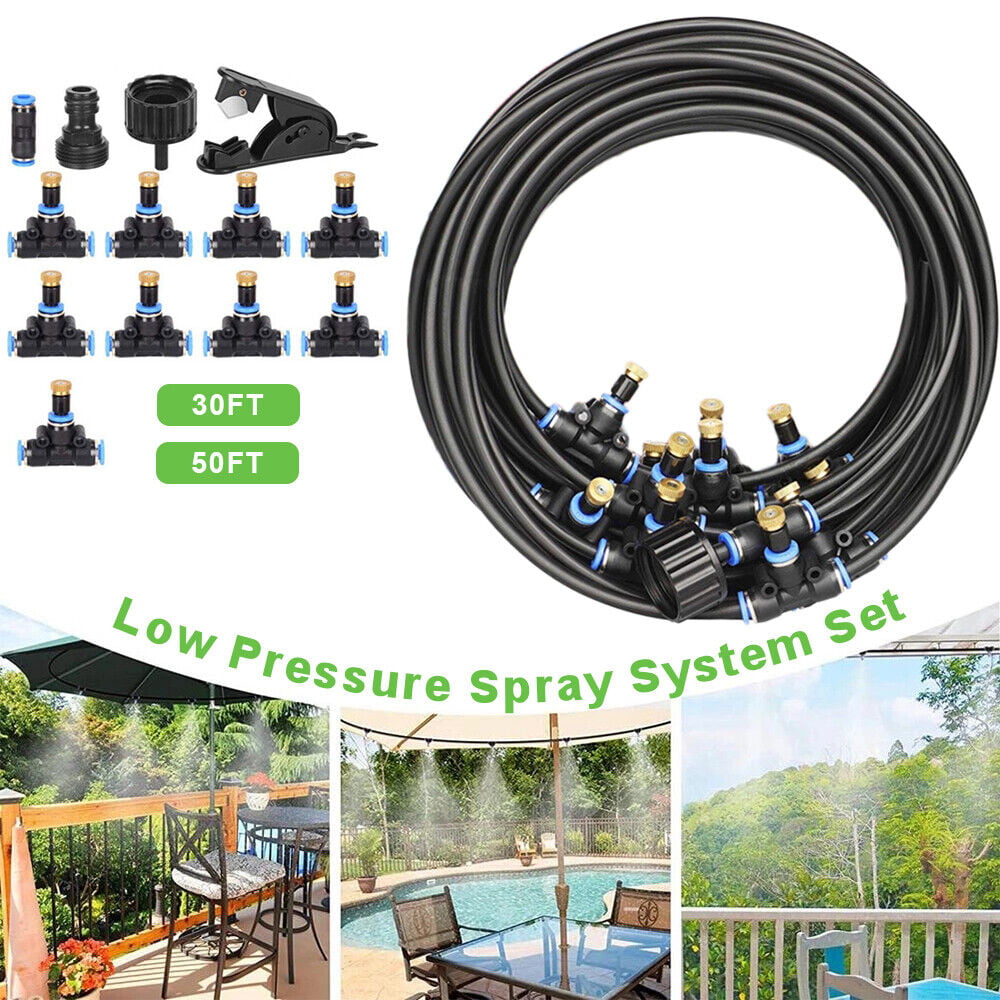 Paddsun 30/50Ft Outdoor Patio Water Mister Mist Nozzle Misting Cooling System Fan Cooler