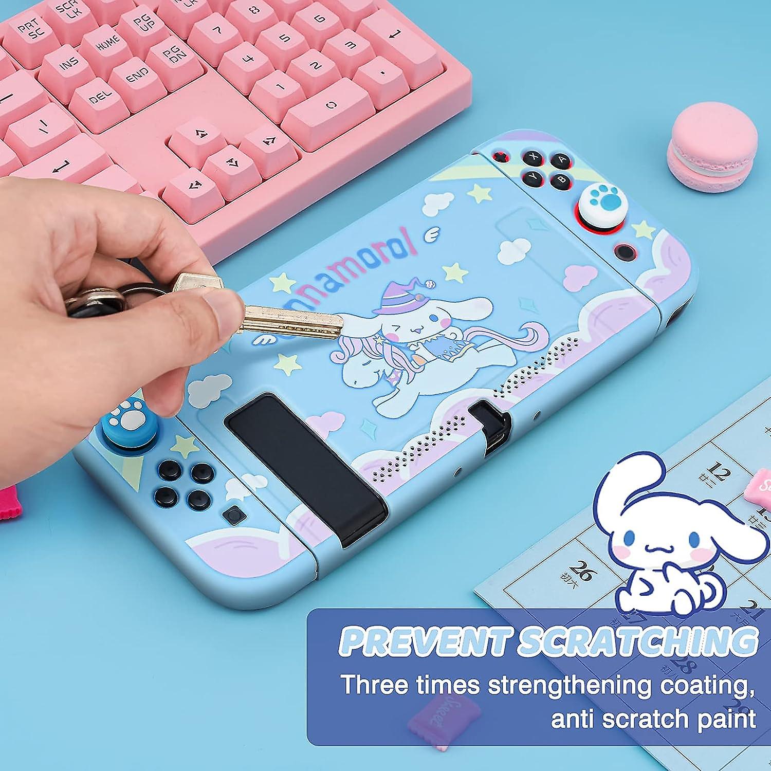 Dockable Protective Case Compatible With Switch， Newest Pattern Cover With Anti-scratch And Shock-absorption Design Hard Cover With 2 Pcs Thumb Grips