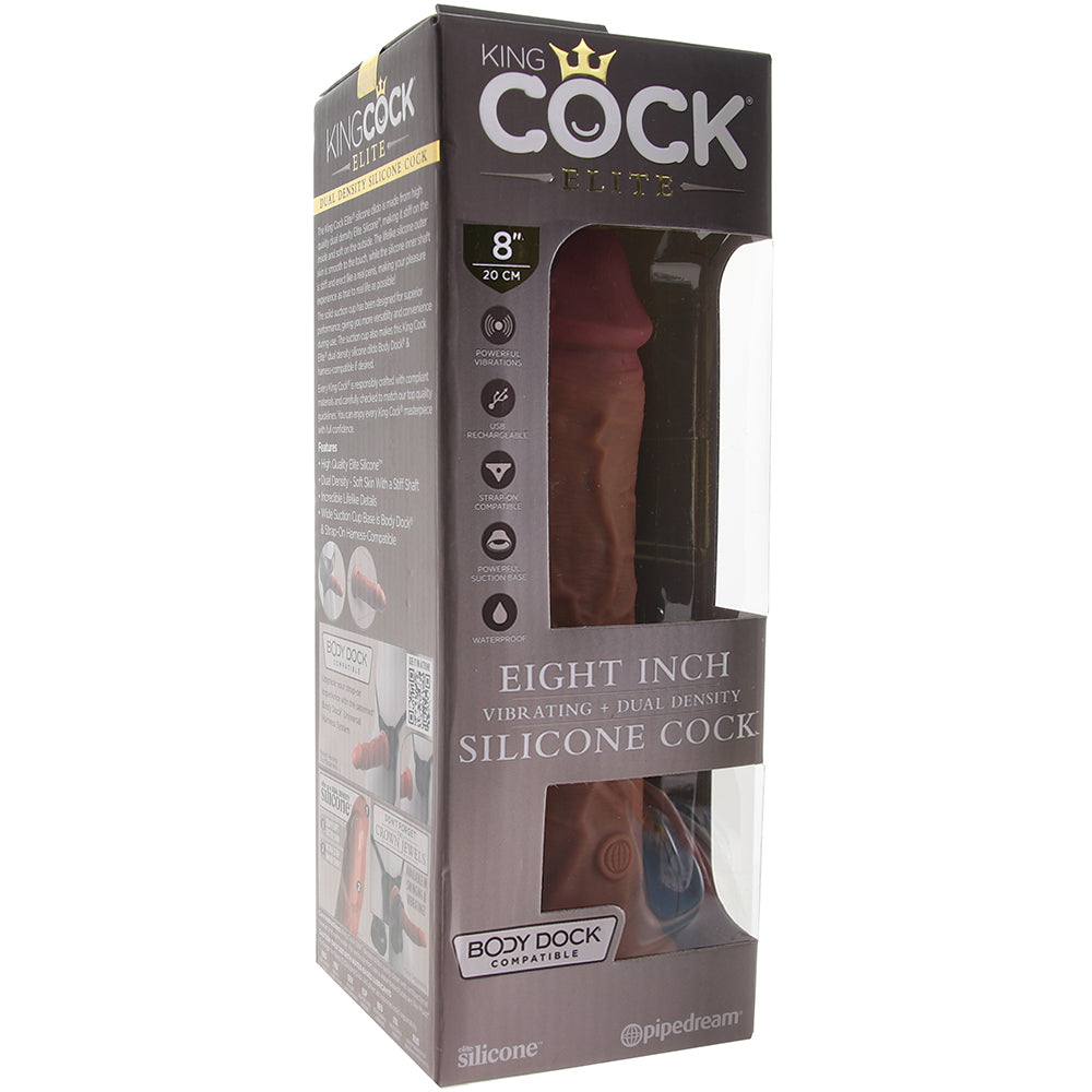 King Cock Elite Dual Density 8 Inch Silicone Vibe in Tan