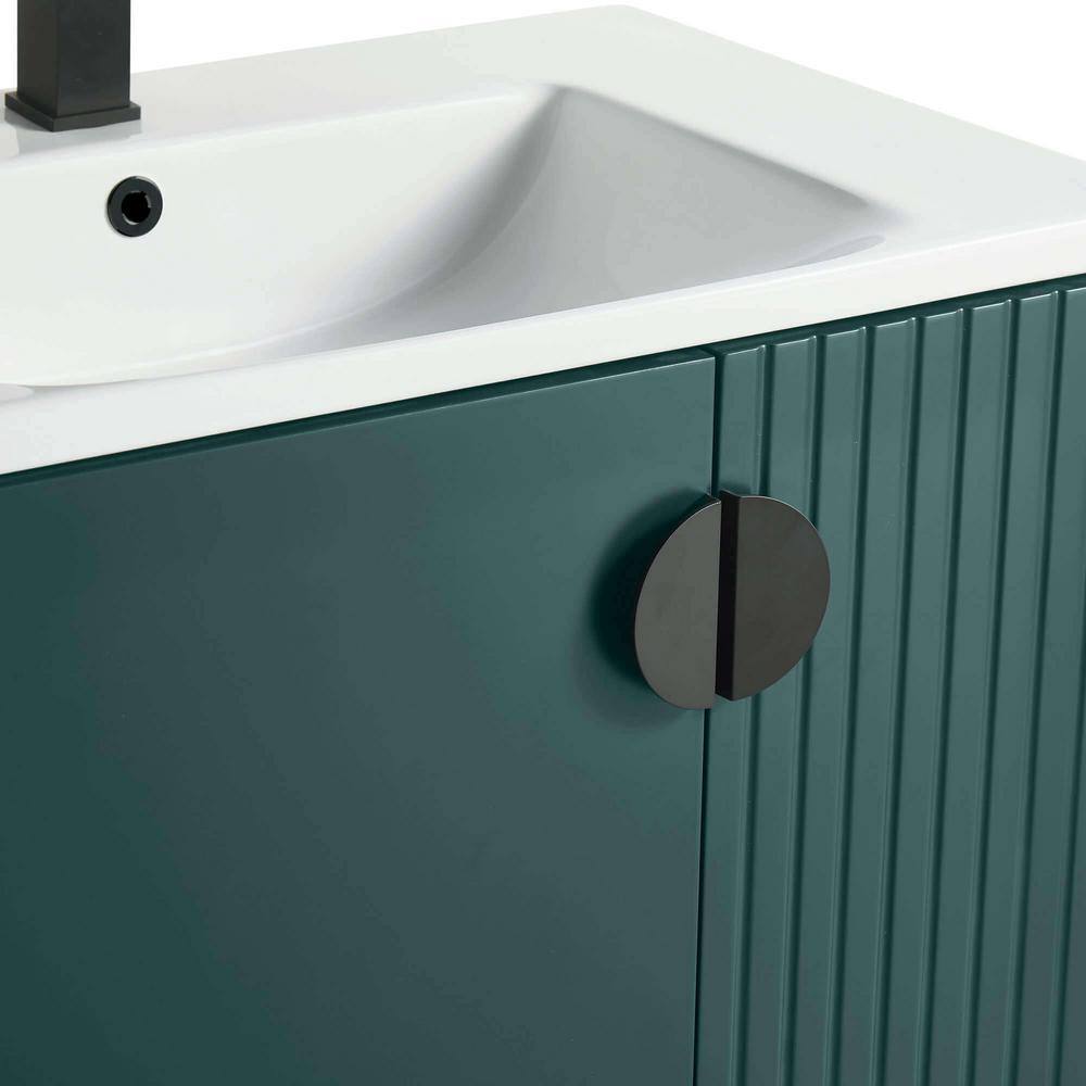 FINE FIXTURES Venezian 30 in. W x 18.11 in. D x 33 in. H Bathroom Vanity Side Cabinet in Green with White Ceramic Top VN30GN-VNHA1BL