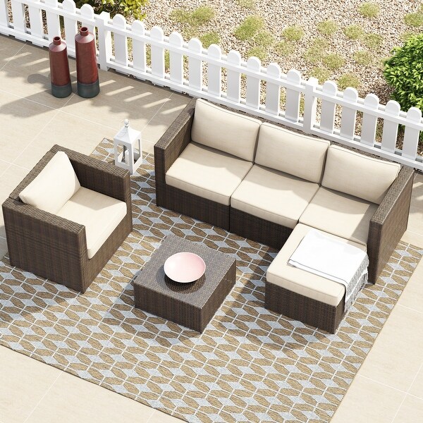 Corvus Trey Outdoor 6piece Aluminum Resin Wicker Sofa Set