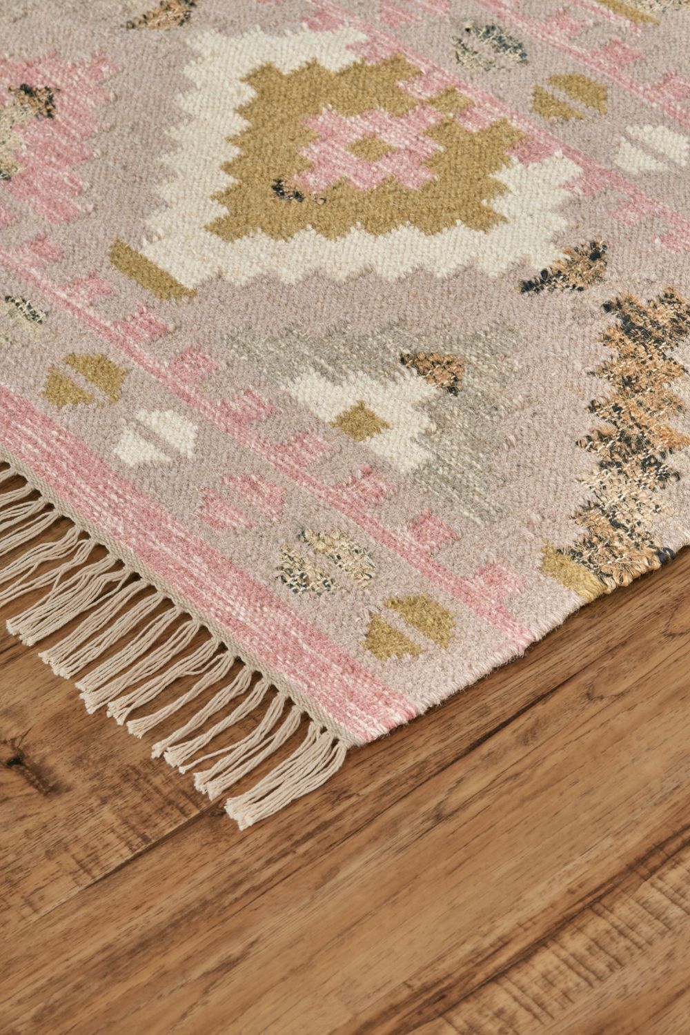 Tralee Flatweave Ivory and Pink Rug by BD Fine