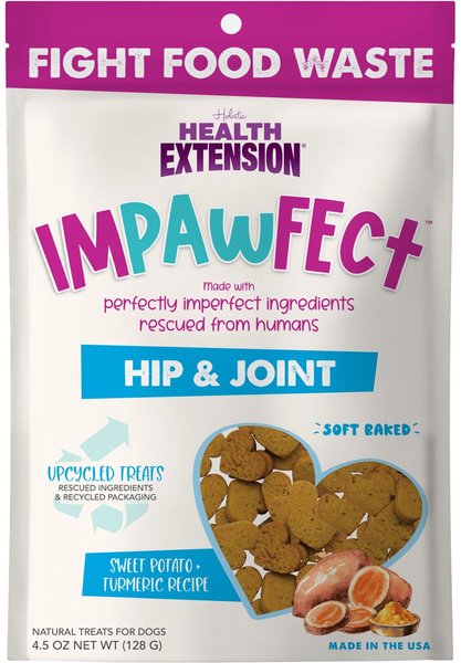 Health Extension Impawfect Hip and Joint Support Sweet Potato and Turmeric Flavored Soft and Chewy Dog Treats， 4.5-oz bag