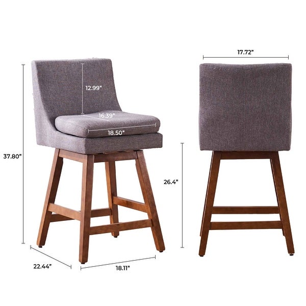 Faux Linen Swivel Bar Stools Set of 2， High Back Bar Height