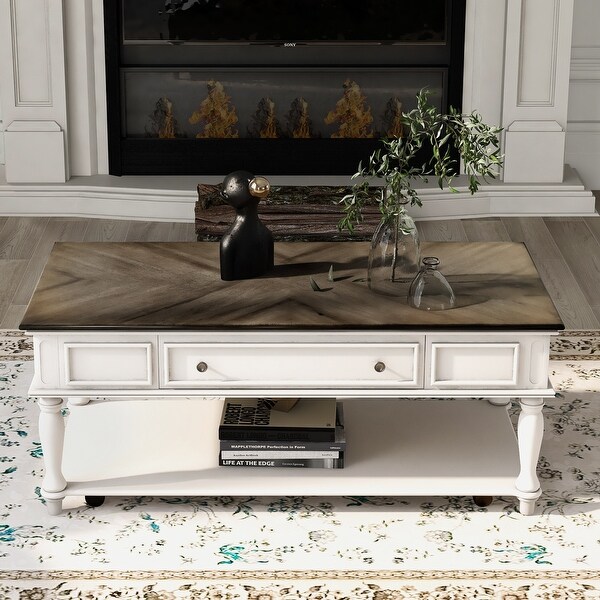 Retro Coffee Table with Caster Wheels for Livingroom