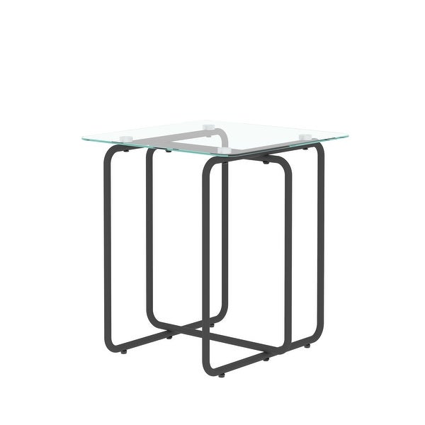 High Quality Glass End Table， Side Table with Metal Base