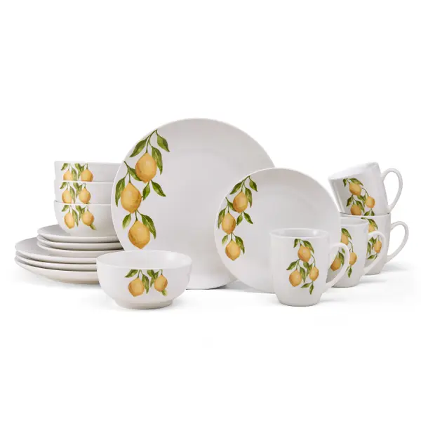 Studio Nova 16-Piece Countryside Lemons Porcelain Dinnerware Set