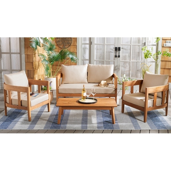 Safavieh Outdoor Living Owen 4 Pc Set / Natural/Taupe