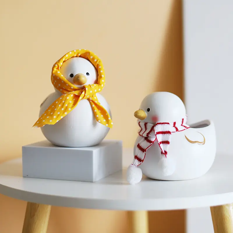 Cute White Duck MINI Flower Pot Home Desk Ledge Decoration Succulents Ceramic Flower Pots Christmas Flower Pots Indoor