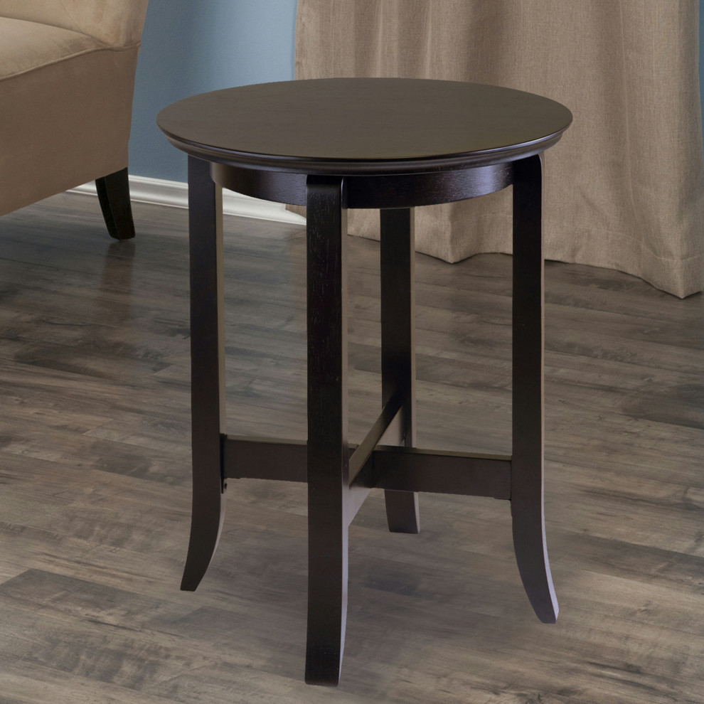 Toby Round Accent End Table  Espresso   Transitional   Side Tables And End Tables   by Morning Design Group  Inc  Houzz