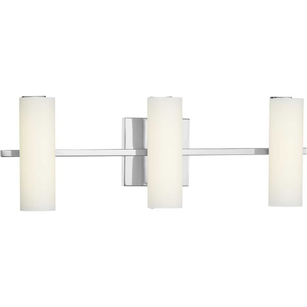 Progress Lighting Colonnade 3 light Bath Brushed Nickel Tubular Etched Glass Shade