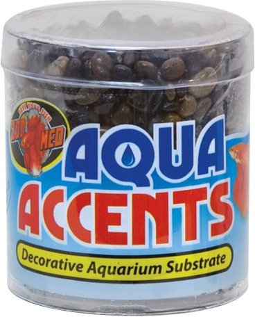 Zoo Med Aqua Accents Dark River Pebbles Decorative Substrate， 0.5-lb bag