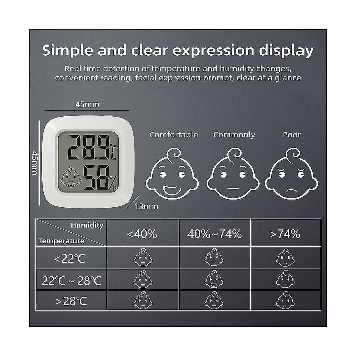 Mini Lcd Digital Thermometer Hygrometer Magentic Temperature Meter Humidity Sensor White