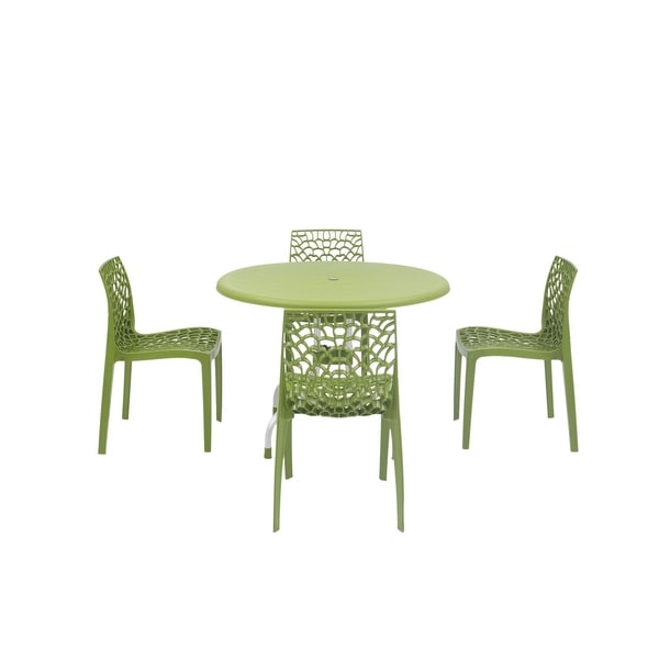 Delfino Round Table and Karissa Patio Chairs 5Piece Outdoor Lounge Set