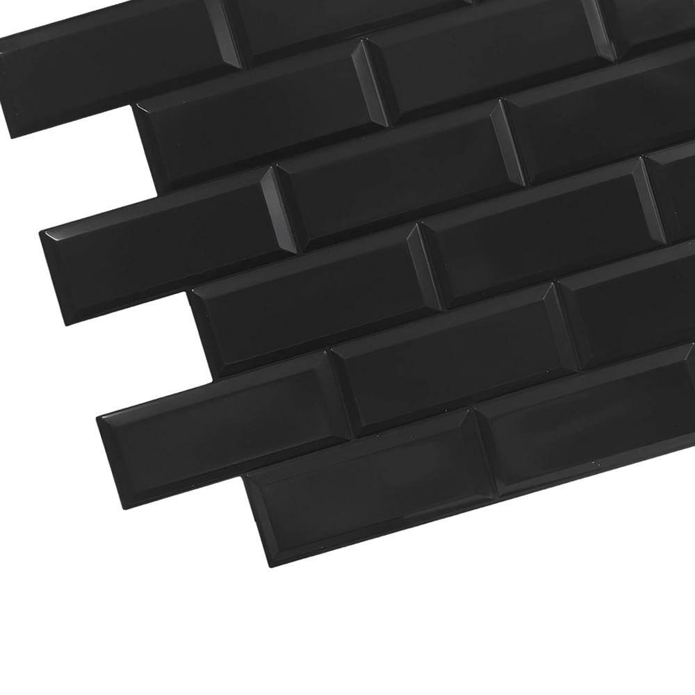 Dundee Deco 3D Falkirk Retro II 38 in. x 19 in. Black Faux Bricks PVC Wall Panel (10-Pack) GR-HD-TP10024060_10