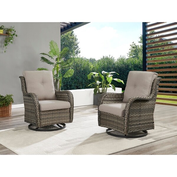 Pocassy 5Piece Outdoor Furniture Set，Swivel chairs with Ottomans