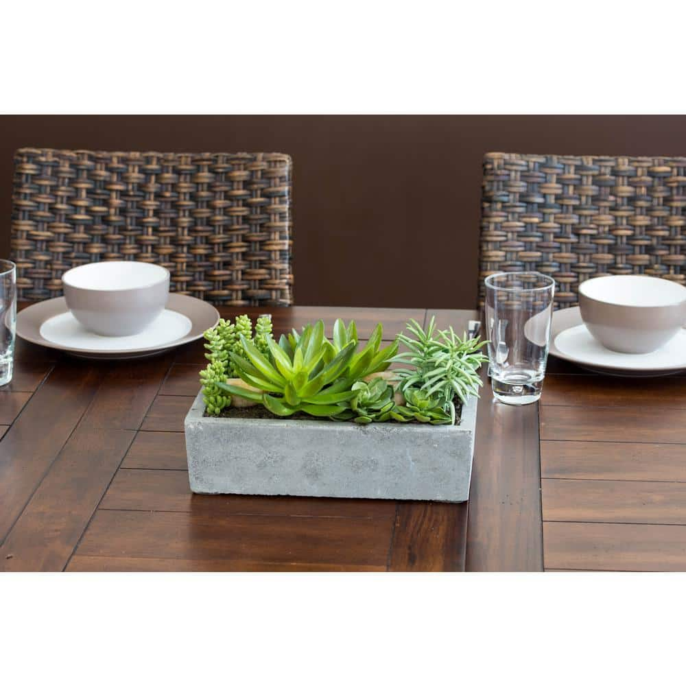 Nearly Natural Artificial Succulent Garden with Concrete Planter 4841