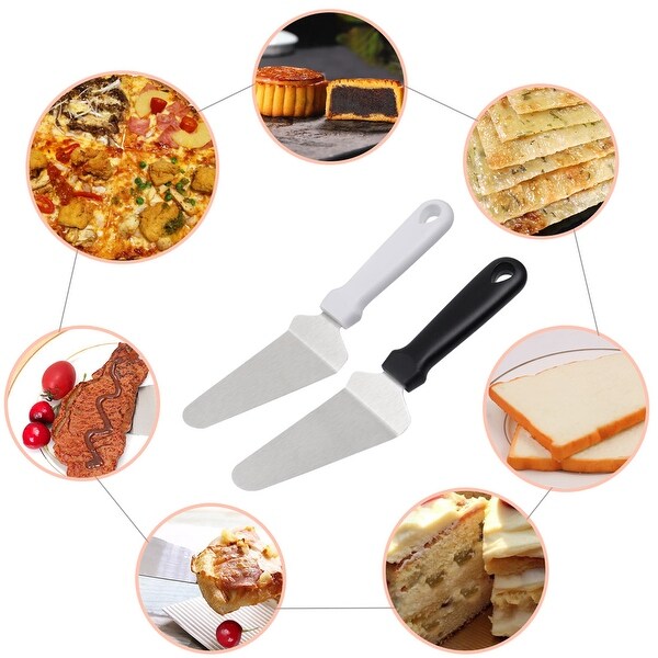 2pcs Pie Server Cake Pizza Spatula Cutter Wedding Party Serving White+Black - White