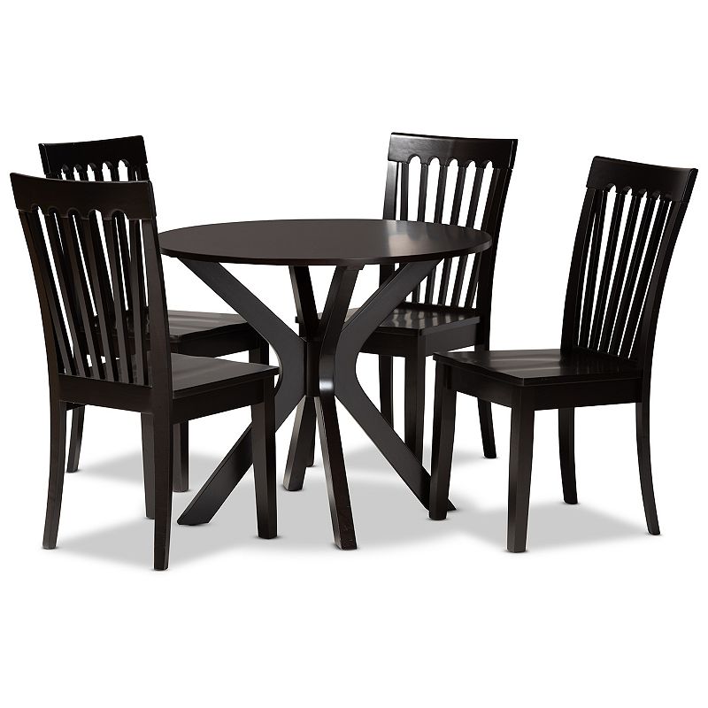 Baxton Studio Zora Dining Table and Chair 5-piece Set