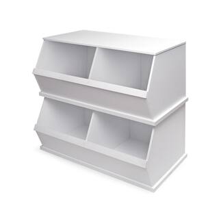 Badger Basket 37 in. W x 17 in. H x 19 in. D White Stackable 2-Storage Cubbies 97733