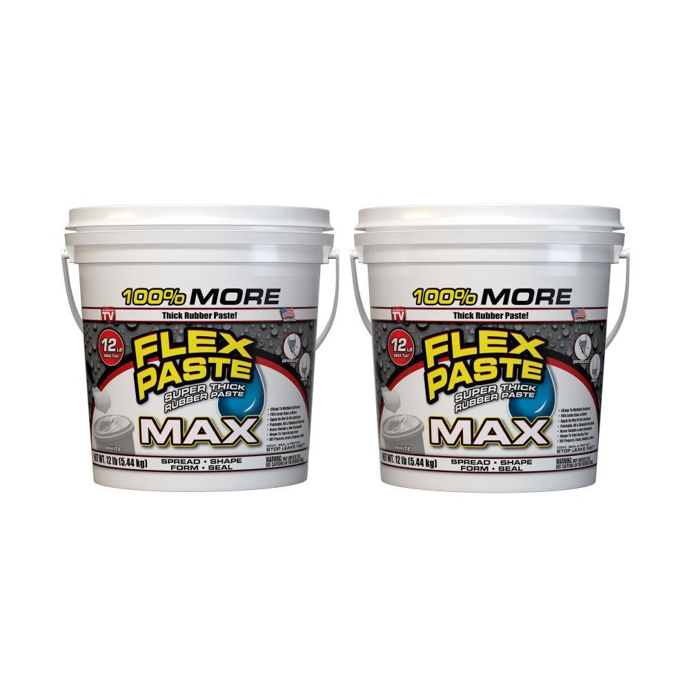 FLEX SEAL FAMILY OF PRODUCTS Flex Paste MAX 12 lb. White All Purpose Strong Flexible Watertight Multipurpose Sealant (2-Pack) PFSMAXWHT01-CS