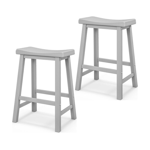 Set of 2 24 Inch Counter Height Stools with Solid Wood Legs - 18