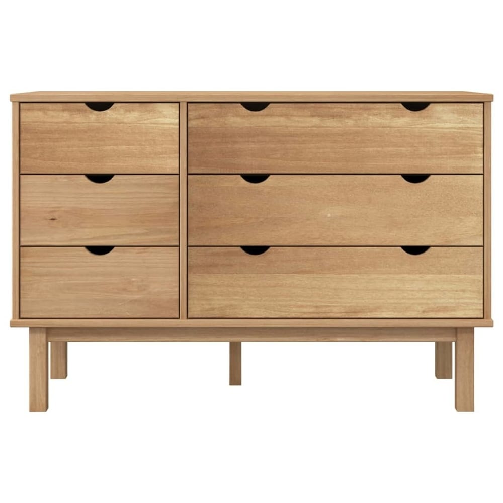 Solid Wood Pine 6 Drawer Cabinet with 4 Wooden Legs