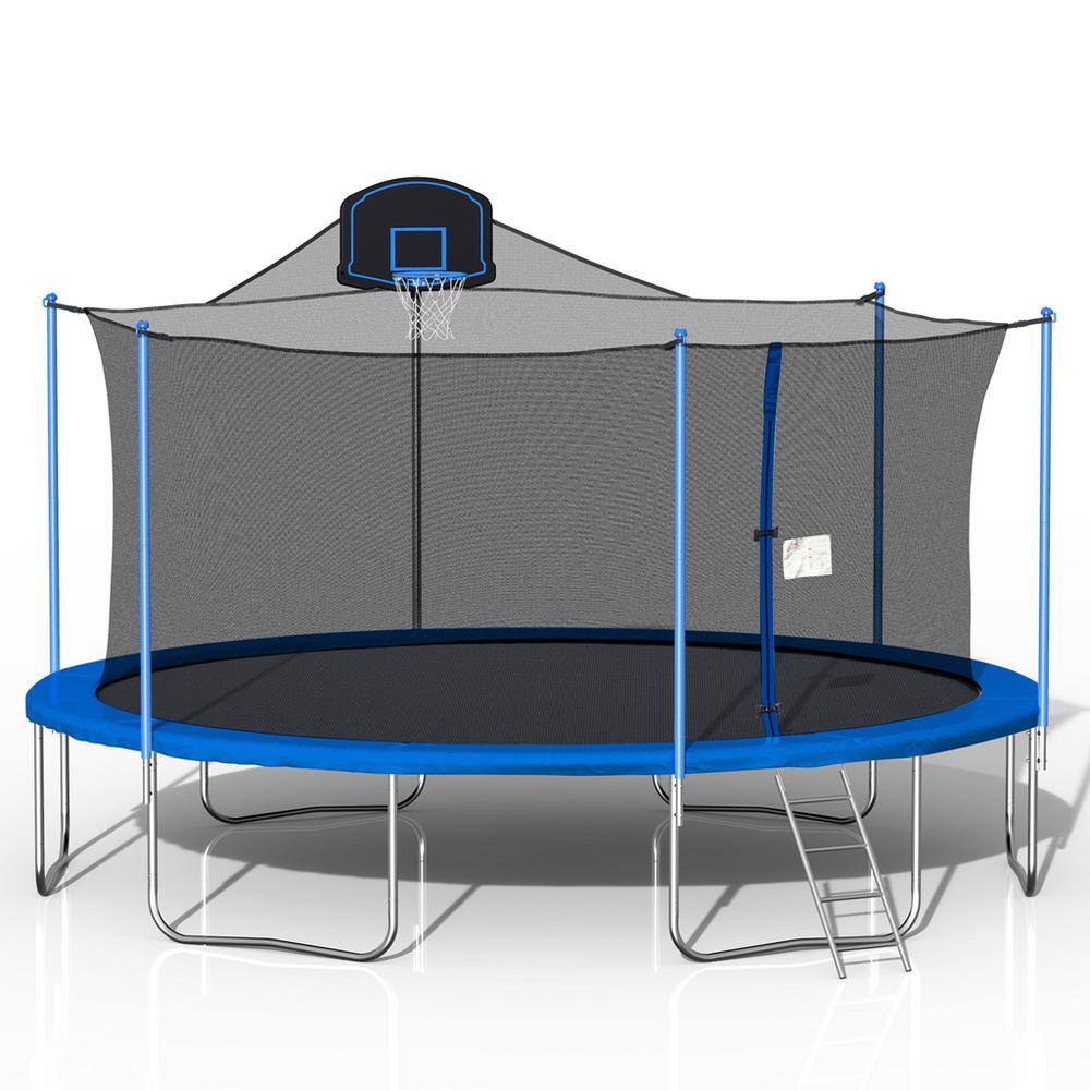 Wateday 16 ft. Round Outdoor Trampoline with Enclosure Net and Ladder Metal PF-W285S00003