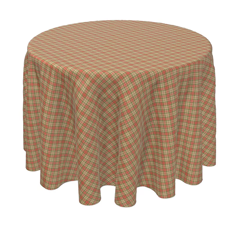 Round Tablecloth， 100% Polyester， 70 Round， Thanksgiving Retro Tartan Plaid