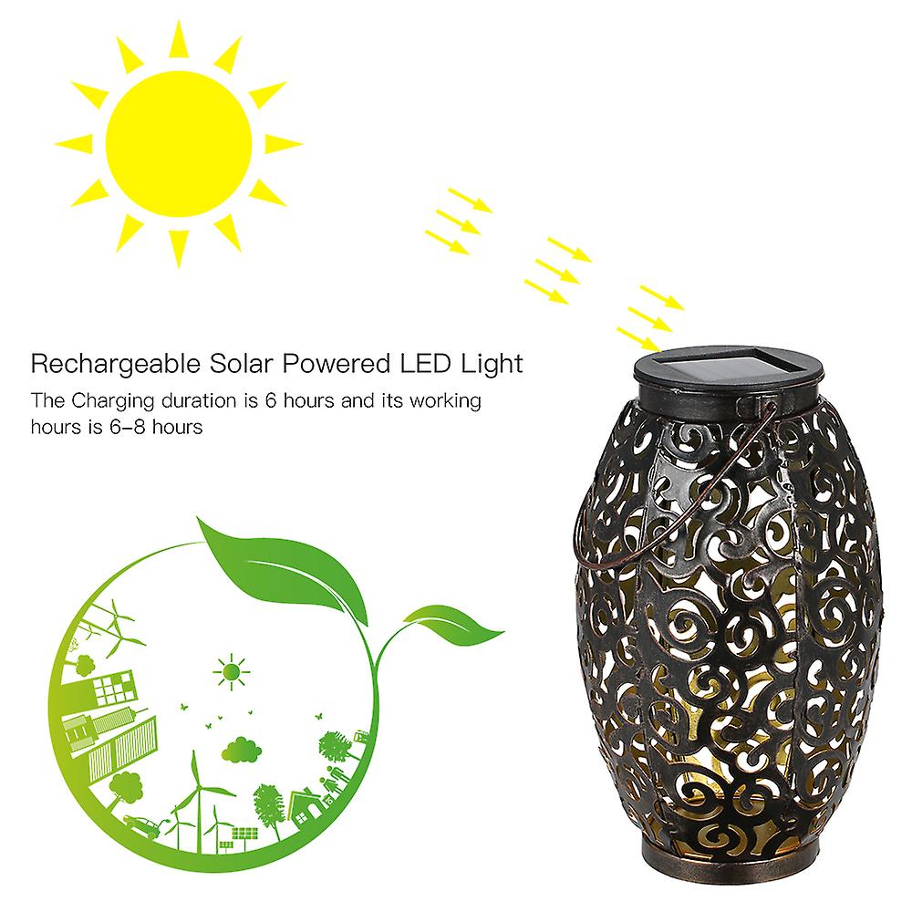 Brown Solar Power Energy Led Lantern Light Outdoor Hanging Lamp Ip44 Water Resistance For Patio Garden Courtyard Pathway